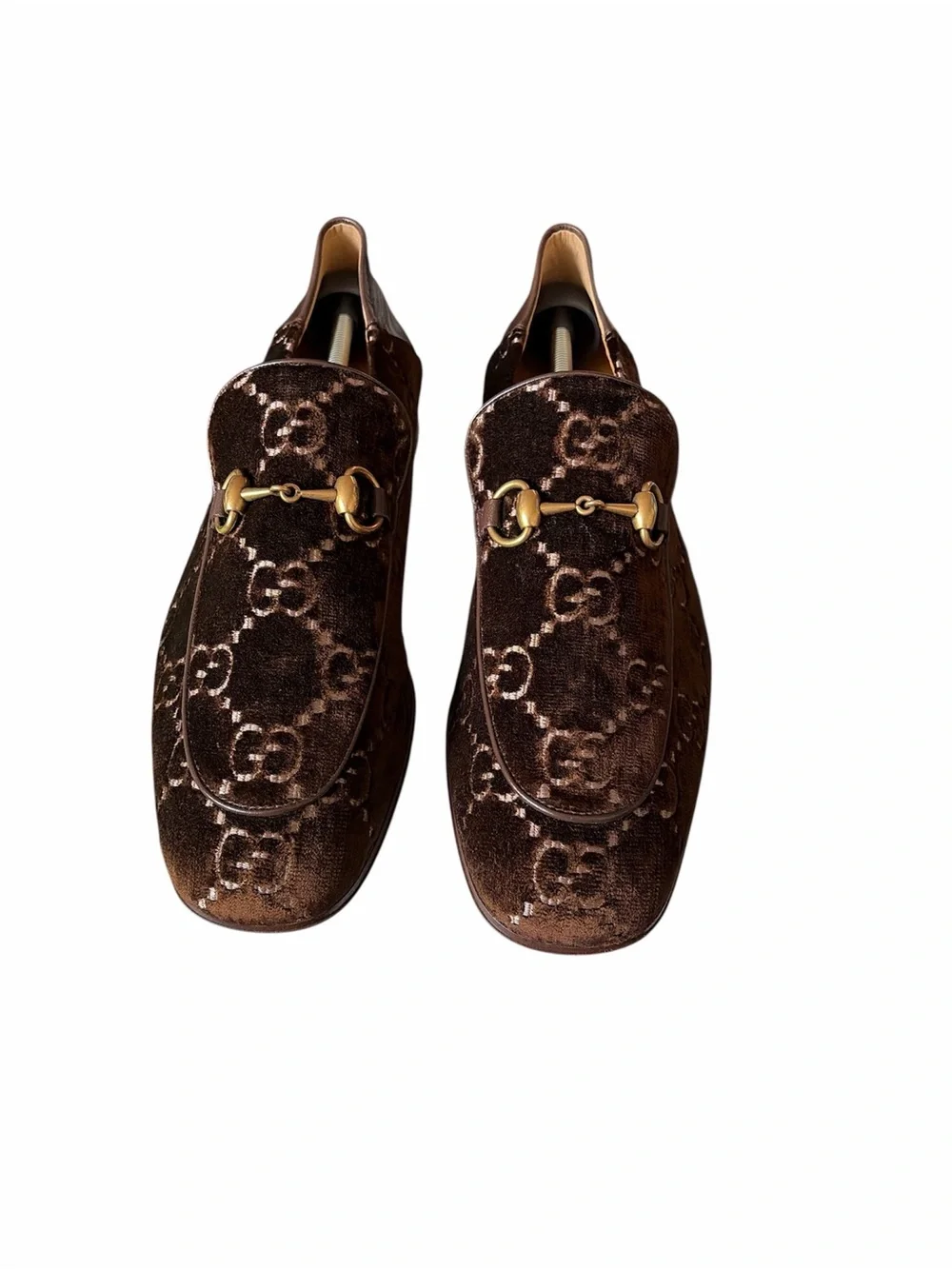 Gucci Brown Velvet Horsebit Slip-On Loafers size 10